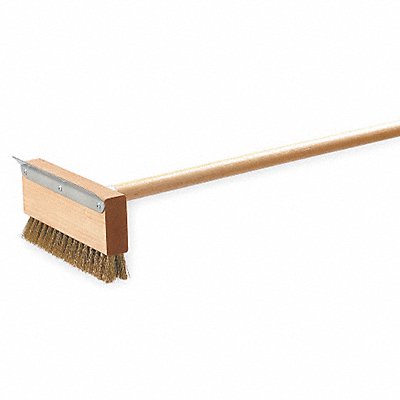 42 L Brass Long Handle Oven/Grill Brush and Scraper Brown