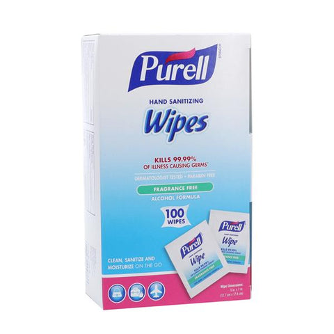 Gojo Industries Inc Sanitizer Hand Wipes Purell 62% Ethyl Alcohol 100/Bx, 10 BX/CA - 9022-10