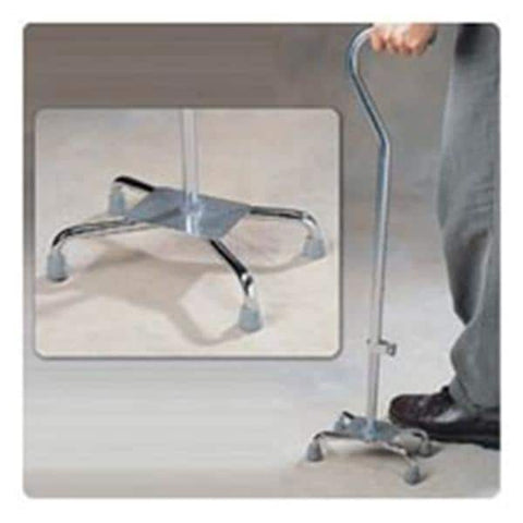 Roylan div of Patterson Med Cane Quad Wide Base Aluminum 300lb Capacity 29-38" Silver Adult Each - CA70021