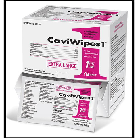 Metrex/TotalCare Disinfectant & Decontaminant Surface Towelette CaviWipes1 X-Large 50/Bx, 6 BX/CA - 13-5155