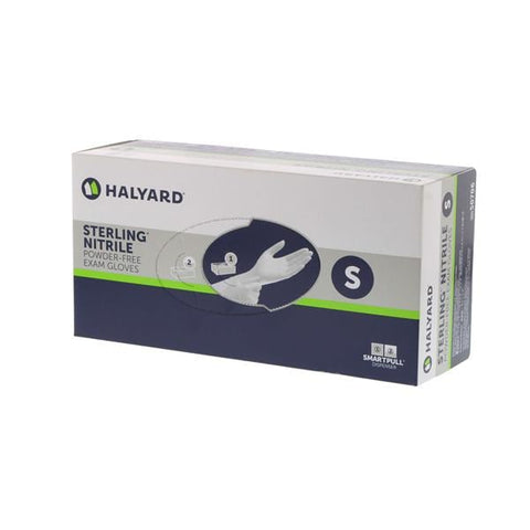 O & M Halyard Gloves Exam Sterling PF Nitrile Latex-Free 9.5 in Sm Sterling Silver 200/Bx, 10 BX/CA - 50706