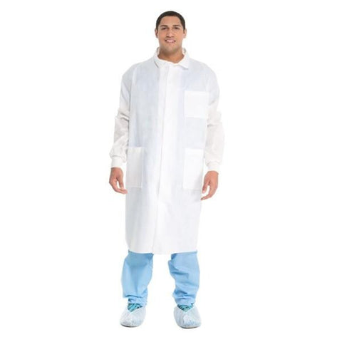 O & M Halyard Lab Coat Universal Precautions 3-Layer SMS Fabric Unisex White Medium Each, 25 Each/CA - 10041