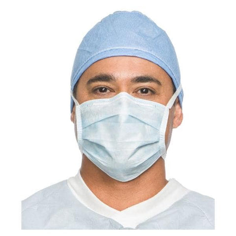 O & M Halyard Mask Tie On Surgical Anti-Fog ASTM Level 3 White 50/BX, 6 BX/CA - 48390