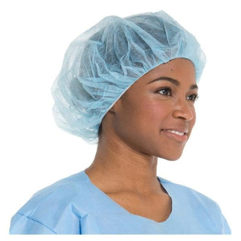 O & M Halyard Cap Bouffant 24 in Large Blue 100/Bx, 5 BX/CA - 69801