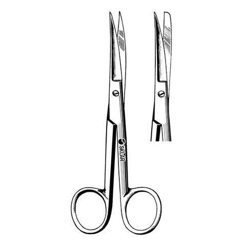 Sklar Instruments Scissors Operating 6-1/2" Sharp/Blunt Smooth Curved Stainless Steel Each - 14-2065