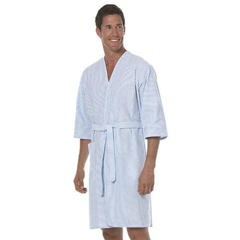 Fashion Seal Robe Patient Polyester / Cotton Woven Seersucker 2X Large Unisex Blue Stripe Each - 1840-2XL