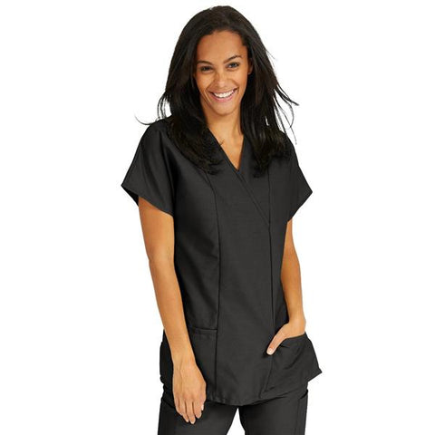 ComfortEase by Medline Shirt Scrub ComfortEase 8851 Crossover Unisex Large Black Each - 8851DKWL
