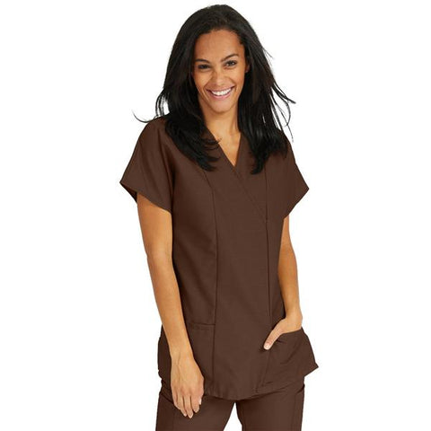 ComfortEase by Medline Shirt Scrub ComfortEase 8851 Crossover Unisex Small Brown Each - 8851JBRS