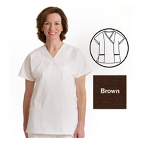 ComfortEase by Medline Shirt Scrub ComfortEase 8851 Crossover Unisex 2X Large Brown Each - 8851JBRXXL