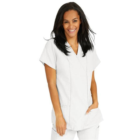 ComfortEase by Medline Shirt Scrub ComfortEase 8851 Crossover Unisex Medium White Each - 8851XTQM
