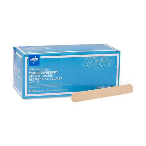 Medline Industries Inc Tongue Depressor Wood Sterile 100/Bx, 10 BX/CA - MDS202075