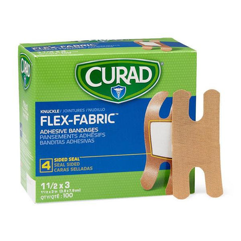 Medline Industries Inc Bandage Fabric Curad Knuckle 3x1.5" Flesh LF 100/Bx, 12 BX/CA - NON25510