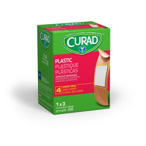Medline Industries Inc Bandage Strips Plastic Sheer-Gard 1x3" Flexible Flesh LF 100/Bx, 12 BX/CA - NON25600