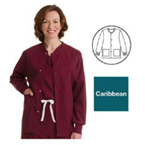 ComfortEase by Medline Jacket Warm-Up 65% Polyester / 35% Cotton Unisex Caribbean 3X Large 2 Pockets Each - 8832JCBXXXL