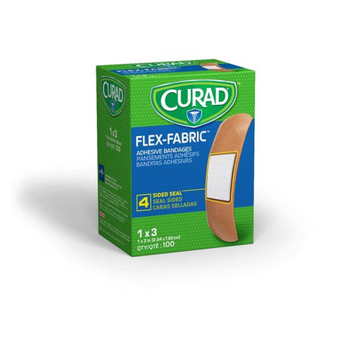 Medline Industries Inc Bandage Strips Fabric Curad 1x3" Flesh Not Made With Natural Rubber Latex 100/Bx, 12 BX/CA - NON25660