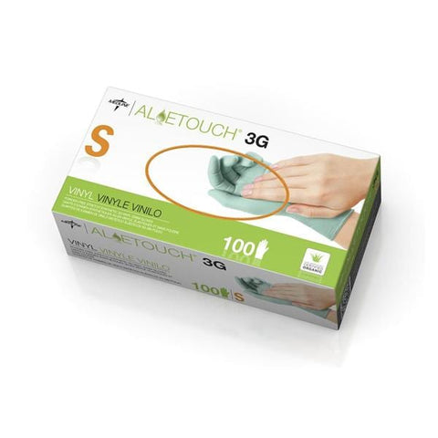 Medline Industries Inc Gloves Exam AloeTouch 3G Powder-Free Vinyl Latex-Free Small Green 100/Bx, 10 BX/CA - MDS195174