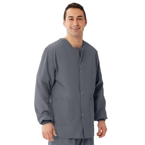 Medline Industries Inc Jacket Scrub 55% Cotton / 45% Polyester AngelStat Unisex Charcoal Md 2Pckt Each - 849NCCM