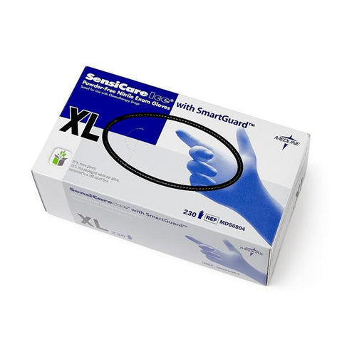 Medline Industries Inc Gloves Exam SensiCare Ice PF Nitrile Latex-Free 9.5 in XL Violet Blue 230/Bx, 10 BX/CA - MDS6804