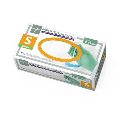 Medline Industries Inc Gloves Exam Professional Powder-Free Nitrile Latex-Free 9.5 in Sm Green 100/Bx, 10 BX/CA - PRO31761