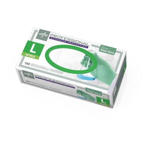 Medline Industries Inc Gloves Exam Professional Powder-Free Nitrile Latex-Free 9.5 in Lg Green 100/Bx, 10 BX/CA - PRO31763
