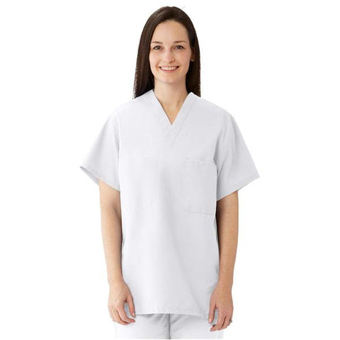 ComfortEase by Medline Shirt Scrub 910 Unisex X-Small White Each - 910XTQXS-CM