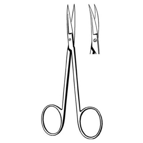 Sklar Instruments Scissors Iris Econo 4-1/2" Sharp/Sharp Smooth Curved SS Disposable 12/BX - 21-109