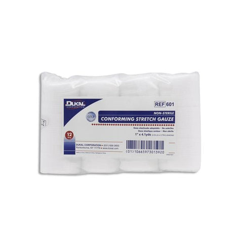 Dukal Corporation Bandage 1"x4.1yd Conforming Gauze White LF Non-Sterile 8Bg/Ca - 601