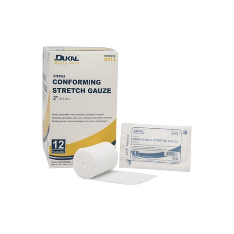 Dukal Corporation Bandage 2" Conforming Gauze White LF Sterile 12/Pk, 1 PK/CA - 8513