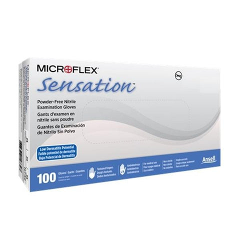 Microflex Inc Gloves Exam Sensation Powder-Free Nitrile Latex-Free 9.5 in X-Large Blue 100/Bx, 10 BX/CA - N734