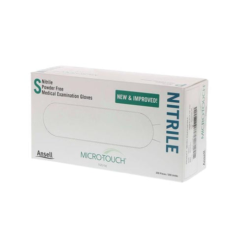 Ansell Healthcare Products LLC Gloves Exam Micro-Touch Nitrile PF Nitrile Latex-Free 9.5 in Sm Blue 200/Bx, 10 BX/CA - 6034301