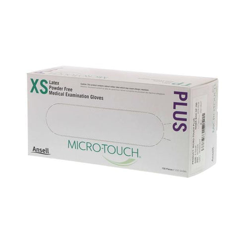 Ansell Healthcare Products LLC Gloves Exam Micro Touch Plus Powder-Free Latex 9.5 in X-Small Cream 150/Bx, 10 BX/CA - 6015300