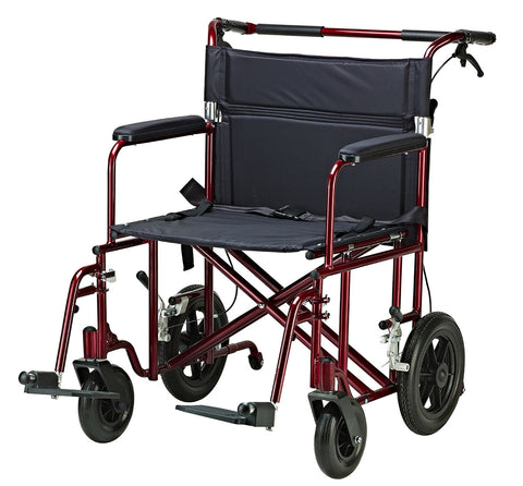 Bariatric Aluminum Transport Chair, 22" seat
