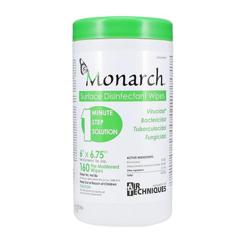 Air Techniques Inc Wipes Disinfectant Monarch Large Canister 160/Cn, 12 CN/CA - H6186