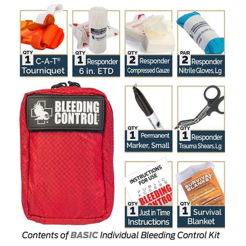 North America Rescue LLC Basic Kit Bleeding Control Public Access Red Each - 80-0452