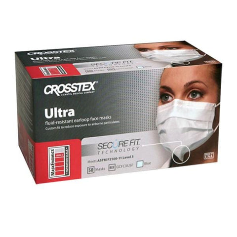 Crosstex International Mask Procedure Ultra SecureFit ASTM Level 3 Blue 50/Bx, 40 BX/CA - GCFCXUSF