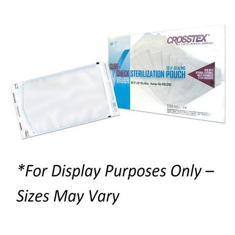 Crosstex International Pouch Sterilization Sure-Check 8 in x 16 in Clear No Md frm Ltx 200/Bx, 5 BX/CA - SCL8162