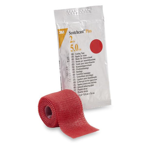 3M Medical Products Tape Scotchcast Plus Fiberglass 2"x4yd Roll Red 10/Ca - 82002R