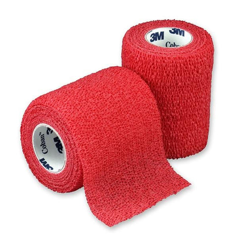 3M Medical Products Bandage Coban Wrap Elastic 3"x5yd Latex Non-Sterile Red 24/Ca - 1583R