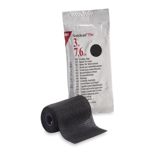 3M Medical Products Tape Scotchcast Plus Fiberglass 3"x4yd Roll Black 10/Ca - 82003A