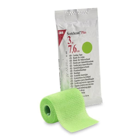 3M Medical Products Tape Scotchcast Plus Fiberglass 3"x4yd Roll Bright Green 10/Ca - 82003V