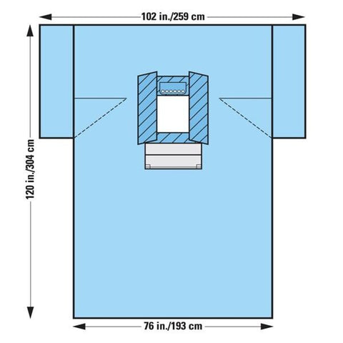 O & M Halyard Sheet Abdominal Laparotomy/Cholecystectomy Fenestrated 12x76x12" Sterile 10/Ca - 89223