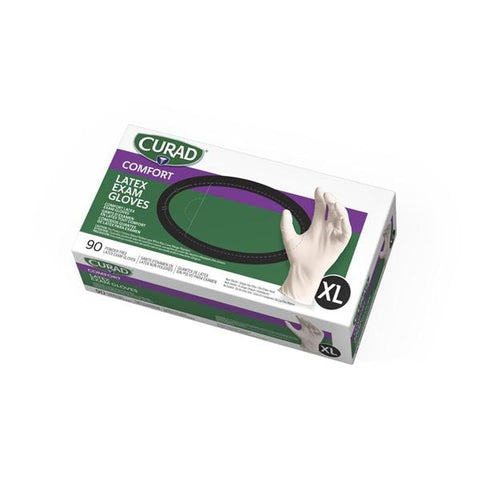 Medline Industries Inc Gloves Exam Accucare Powder-Free Latex 9 in X-Large Beige 90/Bx, 10 BX/CA - CUR8107