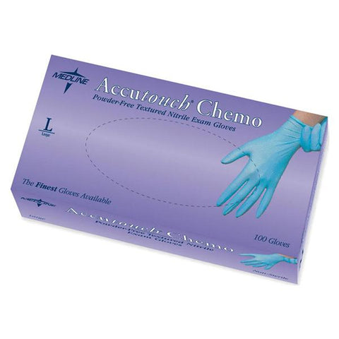 Medline Industries Inc Gloves Exam Accutouch Chemo Chemo Approved Powder-Free Nitrile LF Lg Blue 100/Bx, 10 BX/CA - MDS192086