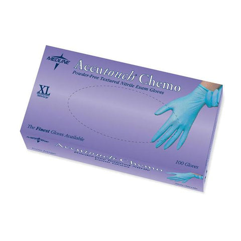 Medline Industries Inc Gloves Exam Accutouch Chemo Chemo Approved Powder-Free Nitrile LF XL Blue 100/Bx, 10 BX/CA - MDS192087