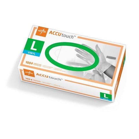 Medline Industries Inc Gloves Exam AccuTouch Powder-Free Vinyl Latex-Free Large Clear 100/Bx, 10 BX/CA - MDS192076