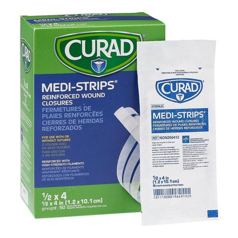 Medline Industries Inc Bandage Strips Fabric Medi-Strip .5x4" White LF 50x6/Bx, 4 BX/CA - NON250412