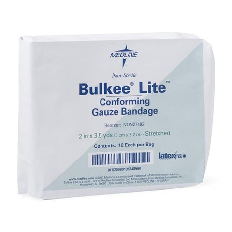 Medline Industries Inc Bandage Bulkee Lite 2"x3.5yd Gauze Cotton Roll LF Non-Sterile 12/Bg, 8 BG/CA - NON27492