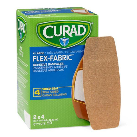 Medline Industries Inc Bandage Strips Fabric Curad 2x4" Flesh Not Made With Natural Rubber Latex 50/Bx, 12 BX/CA - NON25524