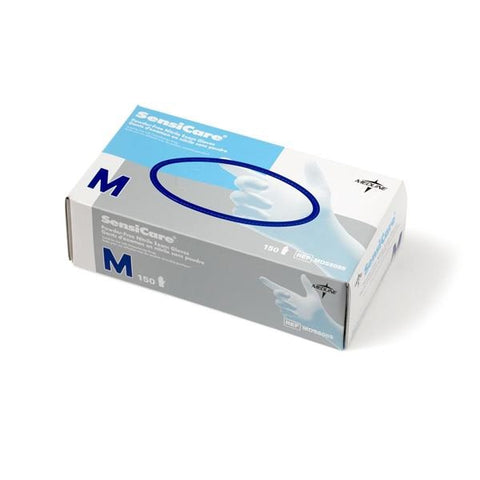 Medline Industries Inc Gloves Exam SensiCare Powder-Free Nitrile Latex-Free Medium Blue 150/Bx, 10 BX/CA - MDS8085