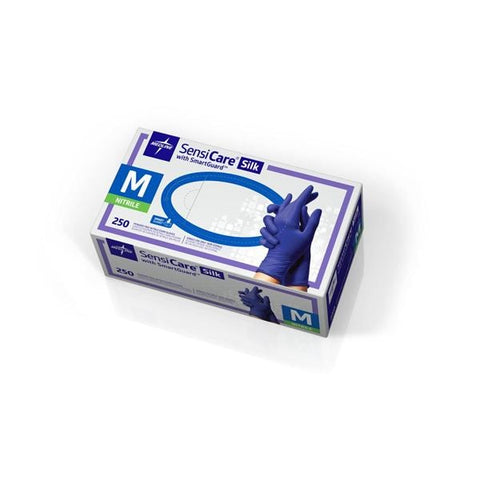 Medline Industries Inc Gloves Exam SensiCare Silk PF Nitrile Latex-Free 9.5 in XS Dark Blue 250/Bx, 10 BX/CA - MDS2583